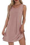 Round Neck Sleeveless Casual Pocket Vest Dress