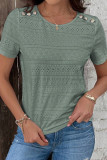 Round Neck Hollow Solid Color Short Sleeved T-Shirt