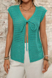 Hollow Out Short Sleeved Knitted Cardigan Sweater