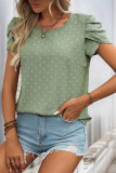 Summer Swiss Dot Petal Short Sleeved Shirt