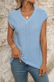 Summer V-Neck Knitted Short Sleeved Shirt