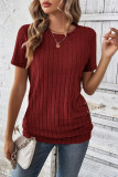 Round Neck Button Short Sleeved T-Shirt