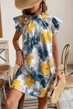Bohemian Lotus Leaf Short Sleeved Printed Dress