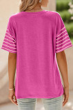 Round Neck Striped Contrasting Short Sleeved T-Shirt