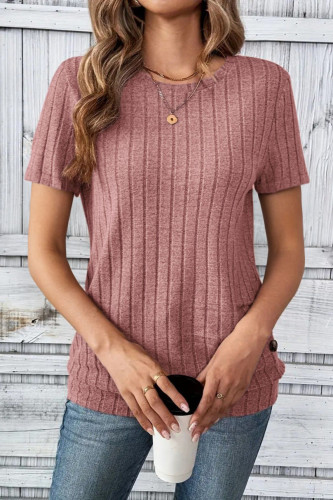Round Neck Button Short Sleeved T-Shirt
