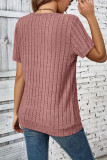 Round Neck Button Short Sleeved T-Shirt