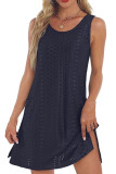 Round Neck Sleeveless Casual Pocket Vest Dress