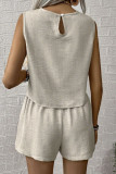 Solid Color Sleeveless Vest Shorts Two-Piece Set