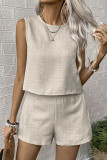 Solid Color Sleeveless Vest Shorts Two-Piece Set