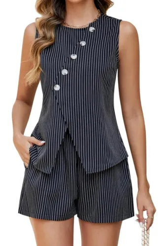 Fashion Sleeveless Vest Shorts Two-Piece Set