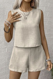 Solid Color Sleeveless Vest Shorts Two-Piece Set