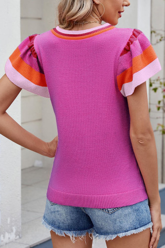 Summer Round Neck Knitted Short Sleeved Sweater