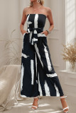 Printed Strapless Wide Leg Jumpsuit Pants