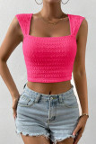 Solid Color Square Neck Tight Short Vest