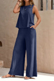 Loose Sleeveless Shirt Long Pants Two-Piece Set