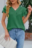 V-Neck Chiffon Ruffled Short Sleeved Shirt