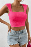 Solid Color Square Neck Tight Short Vest
