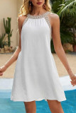 Hollow Lace Sleeveless Hanging Neck Dress