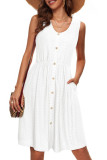 Summer Hollow Out Sleeveless Vest Beach Dress