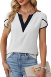 Summer V-Neck Petal Short Sleeved Shirt