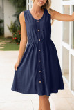 Summer Hollow Out Sleeveless Vest Beach Dress