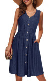 Summer Hollow Out Sleeveless Vest Beach Dress
