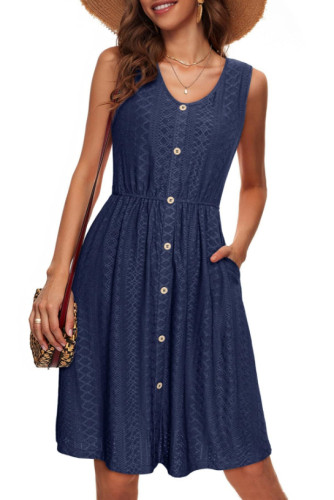 Summer Hollow Out Sleeveless Vest Beach Dress