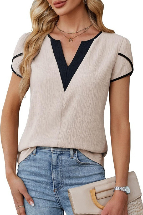 Summer V-Neck Petal Short Sleeved Shirt