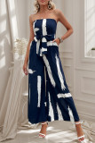 Printed Strapless Wide Leg Jumpsuit Pants