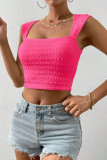 Solid Color Square Neck Tight Short Vest