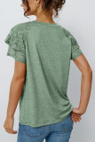 Solid Color Double-Layer Lace Short Sleeved T-Shirt