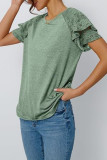Solid Color Double-Layer Lace Short Sleeved T-Shirt