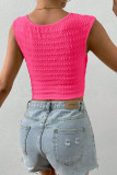 Solid Color Square Neck Tight Short Vest