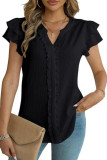 Double-Layer Ruffled Short Sleeved V-Neck Shirt