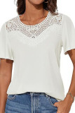 Lace Floral Round Neck Short Sleeve T-Shirt