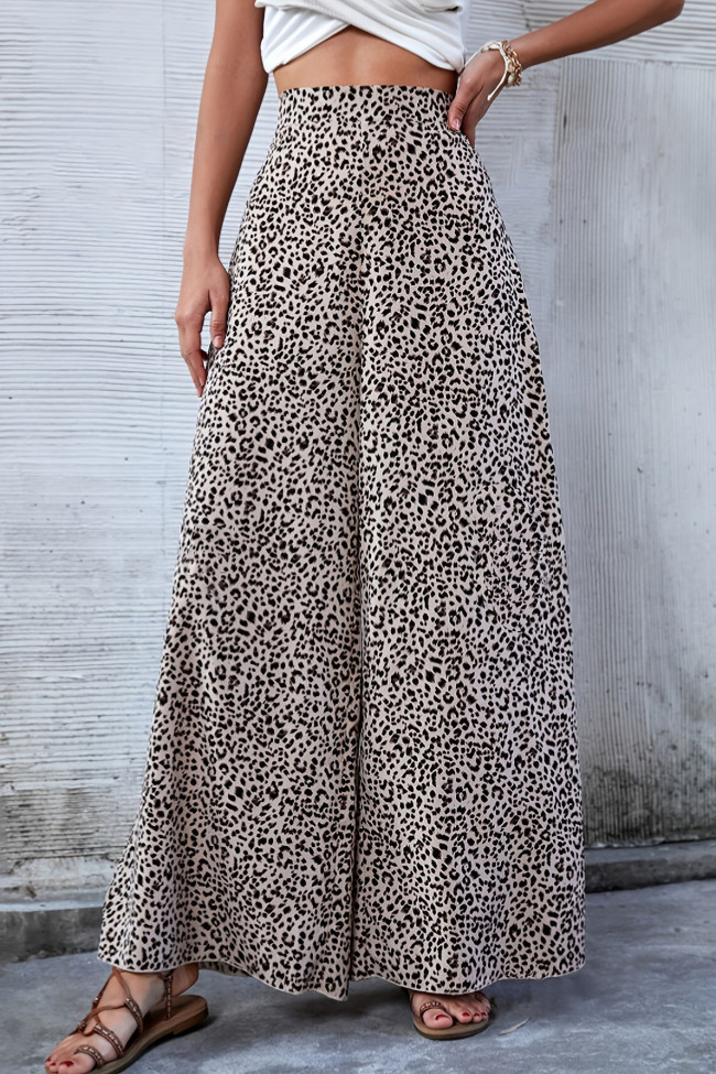 Leopard Print High Waisted Loose Casual Pants
