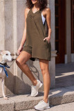 Waffle Solid Color Knitted Strap Jumpsuit