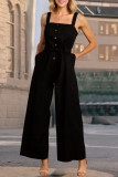 Sleeveless Camisole Single Breasted Jumpsuit Pants