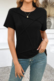 Solid Color Casual Short Sleeved Round Neck T-Shirt