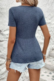 Waist Cinched V-Neck Short Sleeved Shirt