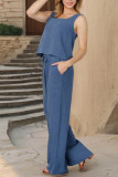 Sleeveless Vest Top Straight Leg Pants Two-Piece Set