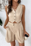 Sleeveless Vest Shorts Commuting Two-Piece Set