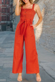 Sleeveless Camisole Single Breasted Jumpsuit Pants