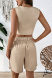 Sleeveless Vest Shorts Commuting Two-Piece Set