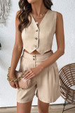 Sleeveless Vest Shorts Commuting Two-Piece Set
