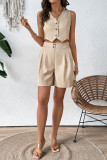 Sleeveless Vest Shorts Commuting Two-Piece Set