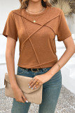 Solid Color Casual Short Sleeved Round Neck T-Shirt