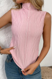 High Neck Solid Color Sleeveless Vest