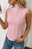 High Neck Solid Color Sleeveless Vest