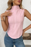High Neck Solid Color Sleeveless Vest